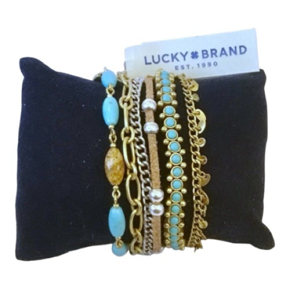 Lucky Brand | Turquoise, Brown, Silver & Gold Cuff Bracelet
